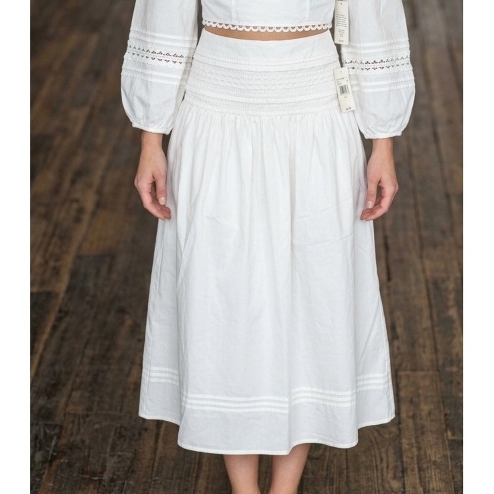 Women's Eyelet Midi Peasant Skirt -A New Day Ivory Flowy Boho chic Size Large